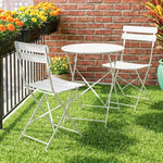 Ensemble Bistrot de Jardin 3 Pièces Table et 2 Chaises Pliantes à Lattes Double Protection Antirouille Crème