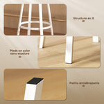Lot de 2 tabourets de bar, chaises de bar, assise rembourrée 75,5H cm, dossier et repose-pieds, bois naturel et blanc