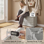 Coffre de Rangement, Banc de Rangement avec Couvercle Rabattable et Charnières de Sécurité, 80 x 40 x 45 cm, Gris