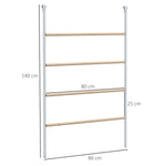 Grand perchoir échelle pour poules 4 niveaux avec barreaux en bois et structure métal 140 x 86 x 2,5 cm argent naturel