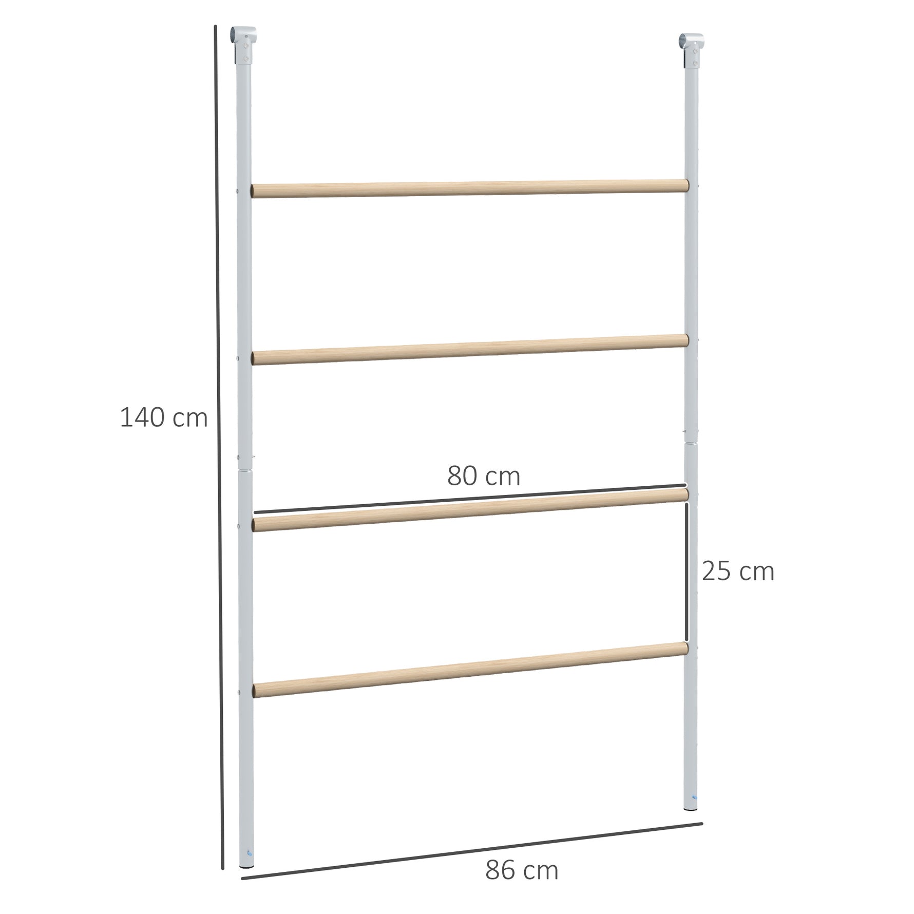 Grand perchoir échelle pour poules 4 niveaux avec barreaux en bois et structure métal 140 x 86 x 2,5 cm argent naturel