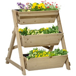 Jardinière sur Pieds carré Potager 3 étages 71L x 61l x 77H cm Inserts d'irrigation Feutre de Drainage Bois-0