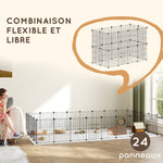 Enclos pour animaux parc pour petits animaux modulable 24 panneaux pour lapins grillagés en acier 120 x 60 x 80 cm noir