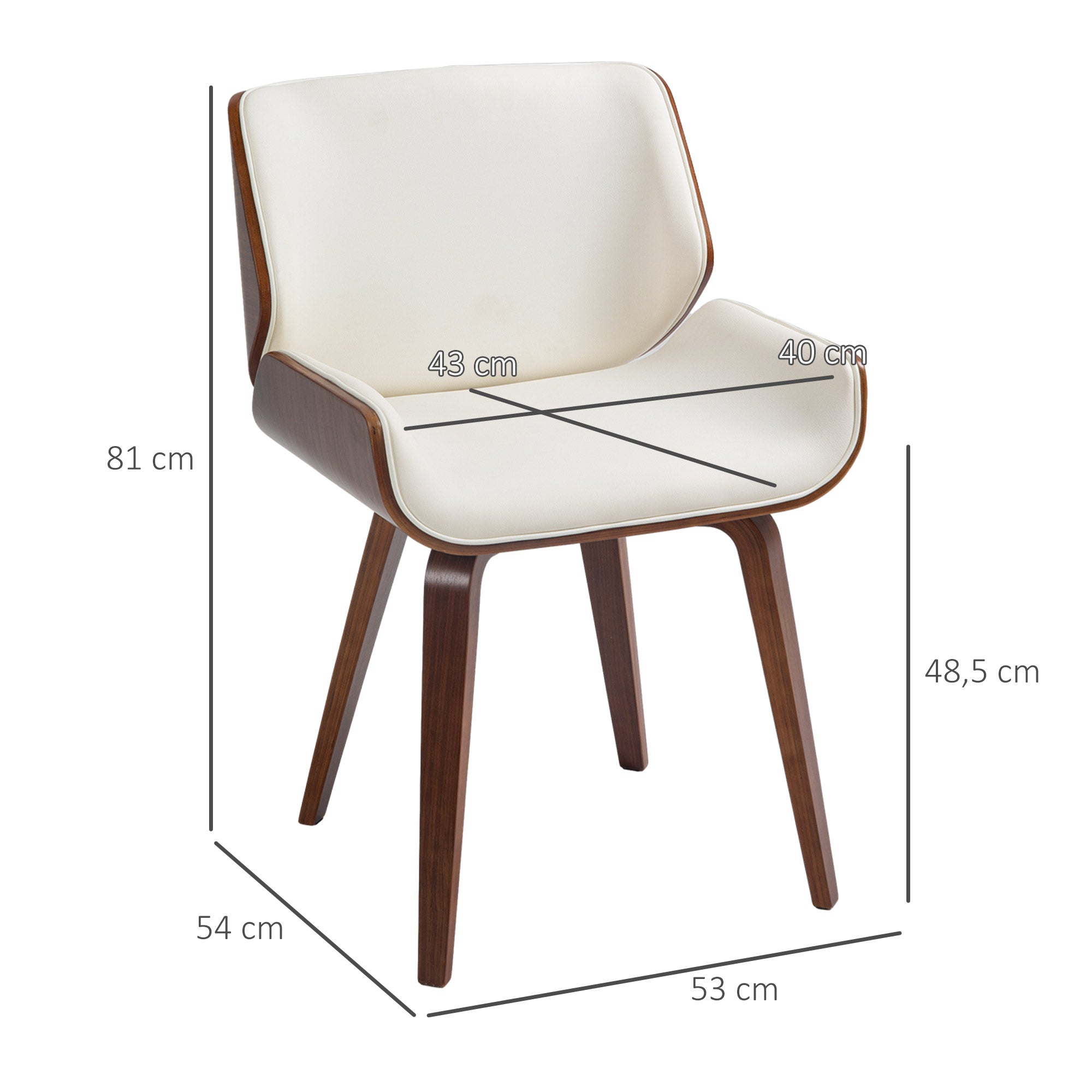 Lot de 2 chaises de salle à manger style vintage assise revêtement synthétique 54 x 53 x 81 cm blanc marron