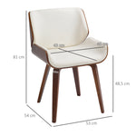 Lot de 2 chaises de salle à manger style vintage assise revêtement synthétique 54 x 53 x 81 cm blanc marron
