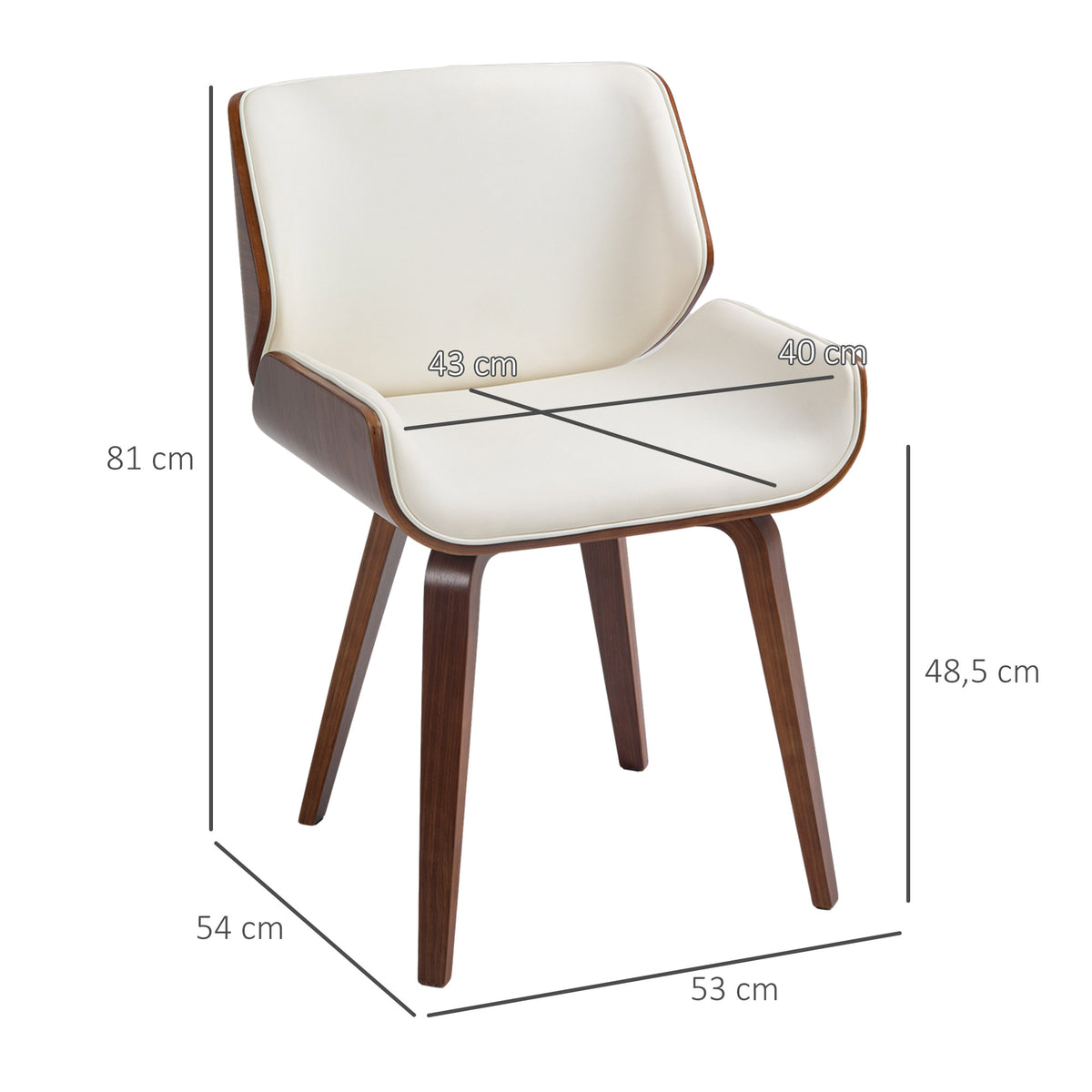 Lot de 2 chaises de salle à manger style vintage assise revêtement synthétique 54 x 53 x 81 cm blanc marron