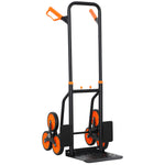 Treppensteiger-Sackkarre klappbar 120 kg 6 Räder, Stahl-Transportkarre mit Spanngurten, 44x67x106,5 cm, orange