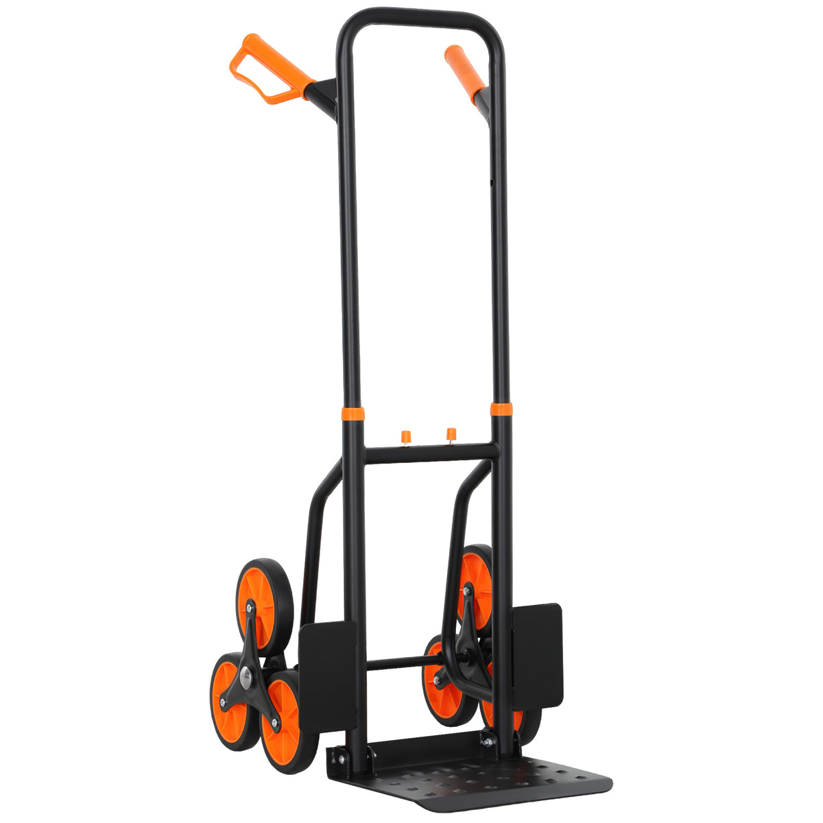 Treppensteiger-Sackkarre klappbar 120 kg 6 Räder, Stahl-Transportkarre mit Spanngurten, 44x67x106,5 cm, orange