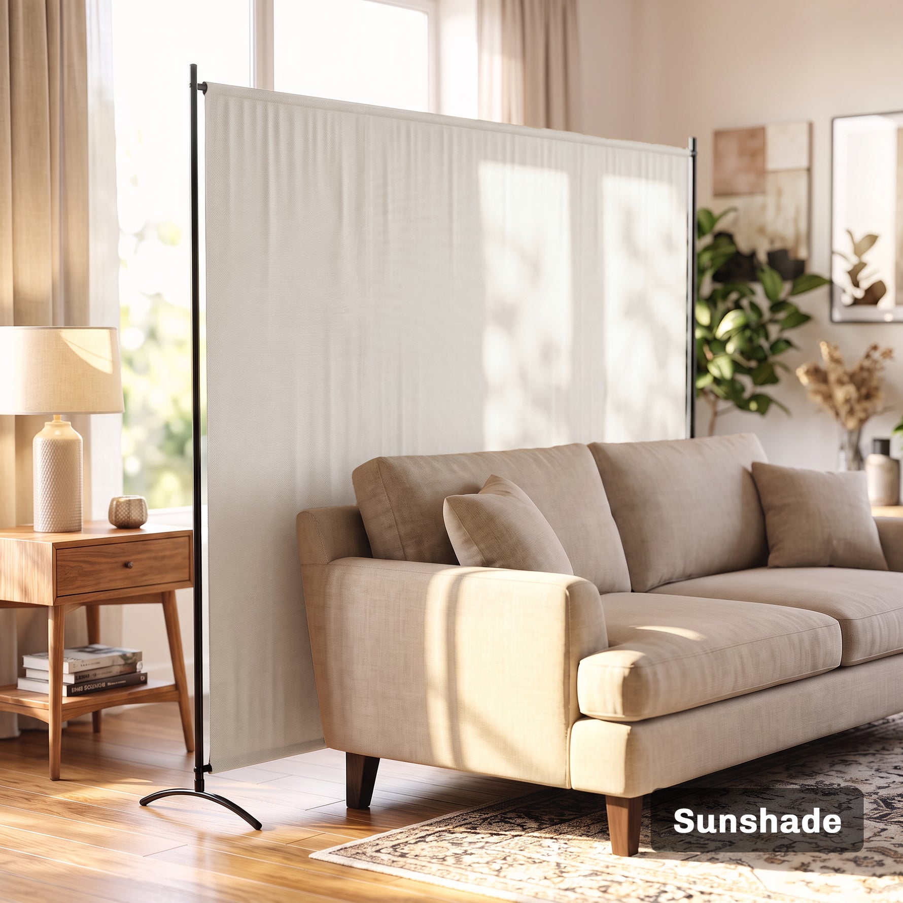 Paravent Extérieur à Panneau Unique, Séparateur de Pièce de 180H cm avec Protection UV30+, Beige