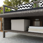 Gartenbank für 2 Personen, 160L Stauraumbank aus PE-Rattan mit Sitzkissen und 2 Kissen, 112 x 62 x 82 cm, Grau