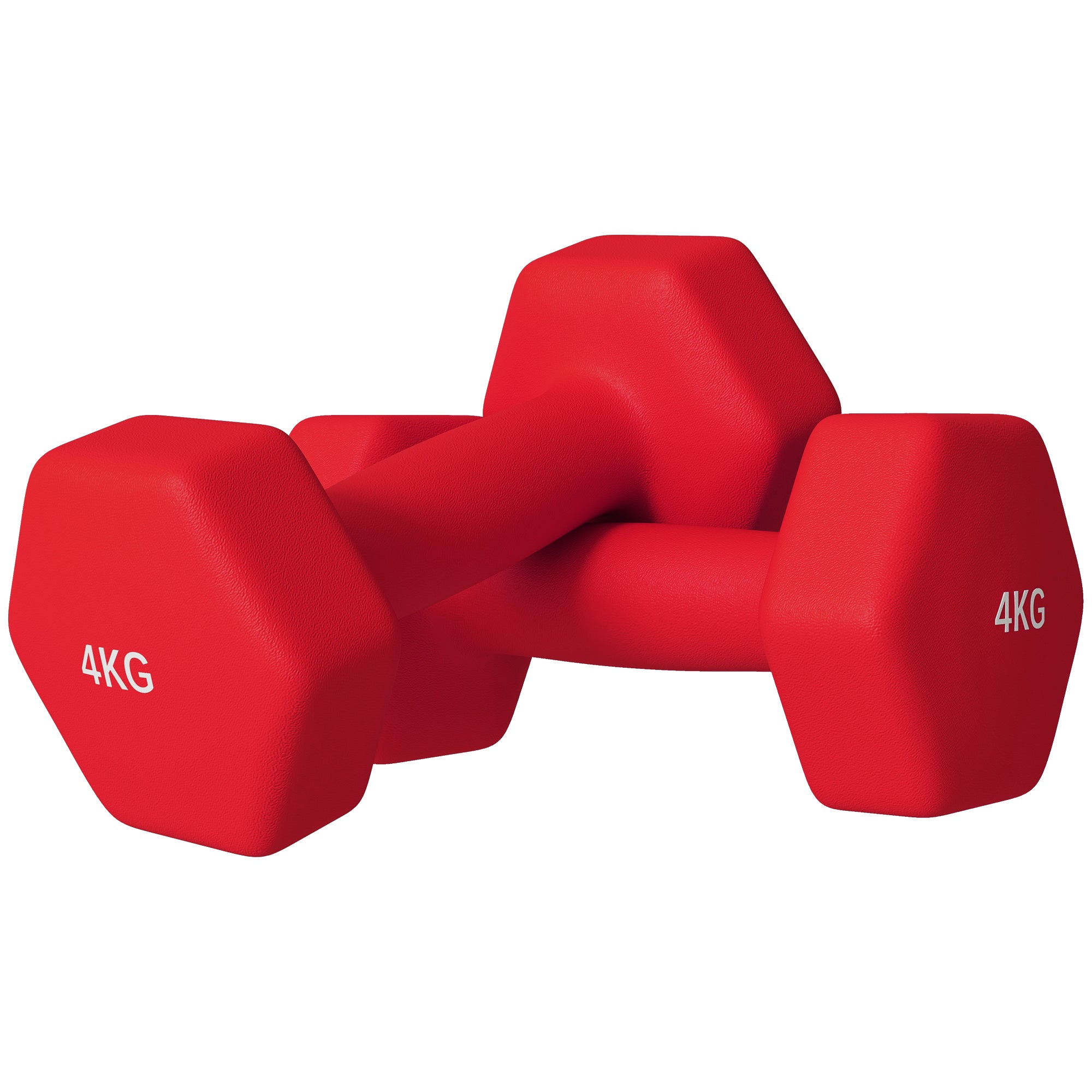 Lot de 2 haltères hexagonales avec poignée antidérapante pour l'entraînement à la maison, 2 x 4kg, rouge