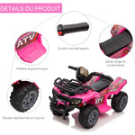 Quad buggy voiture électrique enfant quad électrique 18-36 mois 6 V 2 Km/h max. rose