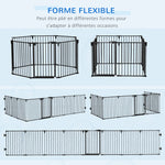 Barrière de Sécurité pour Cheminée, Parc Enclos Chien Pliable Modulable 8 Panneaux avec Porte, sans Perçage