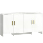 Buffet cuisine, meuble de rangement avec 4 portes à fermeture douce, 4 compartiments et bords arrondis, 152x40x80cm, blanc