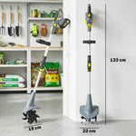Motobineuse sans Fil Motoculteur Électrique 18V 355W avec 2 Batteries 4,0Ah Léger et Anti-mal de Dos, Largeur 20cm Gris