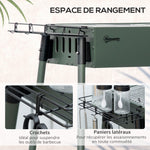 Barbecue au charbon de bois avec 2 grilles portable BBQ Grill sur Pieds amovibles2 paniers latéraux, 94L x 39l x 70H cm