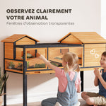 Maison pour tortues à 2 étages 2 chambres fenêtres rampes toit ouvrable et plateau 128 x 63 x 96 cm jaune