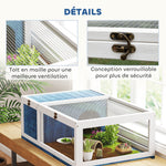 Maison enclos cage habitat pour petit animal tortues avec 2 espaces 91 x 60,5 x 32 cm bois massif bleu