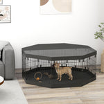 Parc pour chien enclos chien intérieur 8 panneaux pliables avec porte pour chiots acier 61l x 61H cm noir