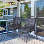 2er-Set Outdoor-Stuhlkissen, Sitzkissen mit Befestigungsbändern, Gartenkissen für Terrasse oder Balkon, 98 x 50 x 8 cm, grau