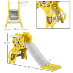 Toboggan pour enfants intérieur extérieur avec panier de basket pour les enfants de 18 à 36 mois, jaune, gris