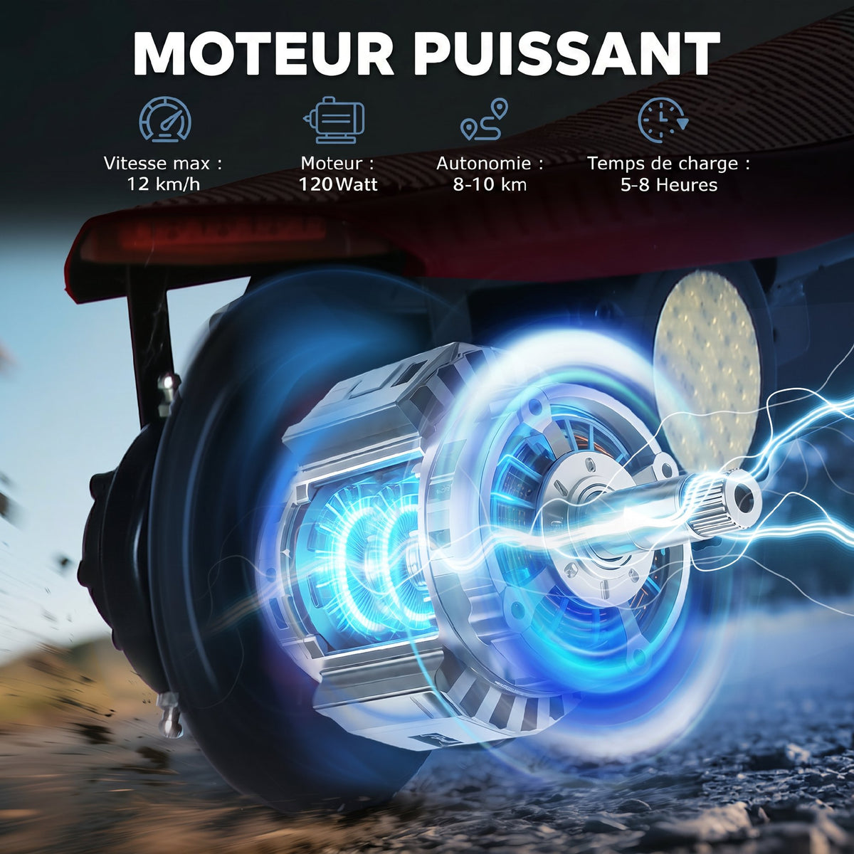 Trottinette électrique 120 W pliable pour enfant 7-14 ans 12 Km/h max. autonomie 10 Km max. rouge
