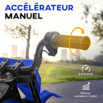 Moto électrique pour enfant moto cross pour enfants de 3 à 6 ans 2 moteurs 12V vitesse 5 km/h 109,5x60x72,5cm bleu
