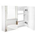 Armoire murale salle de bain avec miroir, 80 x 15 x 60 cm, meuble salle de bain, armoire de toilette avec double portes et étagères réglables, blanc