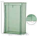 Serre de jardin, serre de balcon, bâche renforcée PE, châssis en acier, porte zippée enroulable, pour légumes plantes fleurs en toutes saisons intérieur et extérieur, 100 x 50 x 150 cm vert
