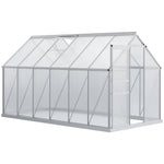 Serre de jardin 7,1 m² en aluminium polycarbonate avec fondation, 190 x 375 x 199 cm, serre avec fenêtre