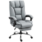 Chaise de bureau ergonomique, fauteuil de bureau inclinable avec repose-pieds, hauteur réglable, pivotante 360°, gris