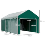 Tente garage carport 3 x 6m Auvent de voiture robuste avec 2 portes enroulables, toile 200g PE, vert