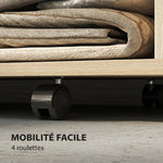 Armoire penderie vêtement dressing mobile 4 roulettes tringle à vêtements et étagères 80x40x128cm, effet bois naturel