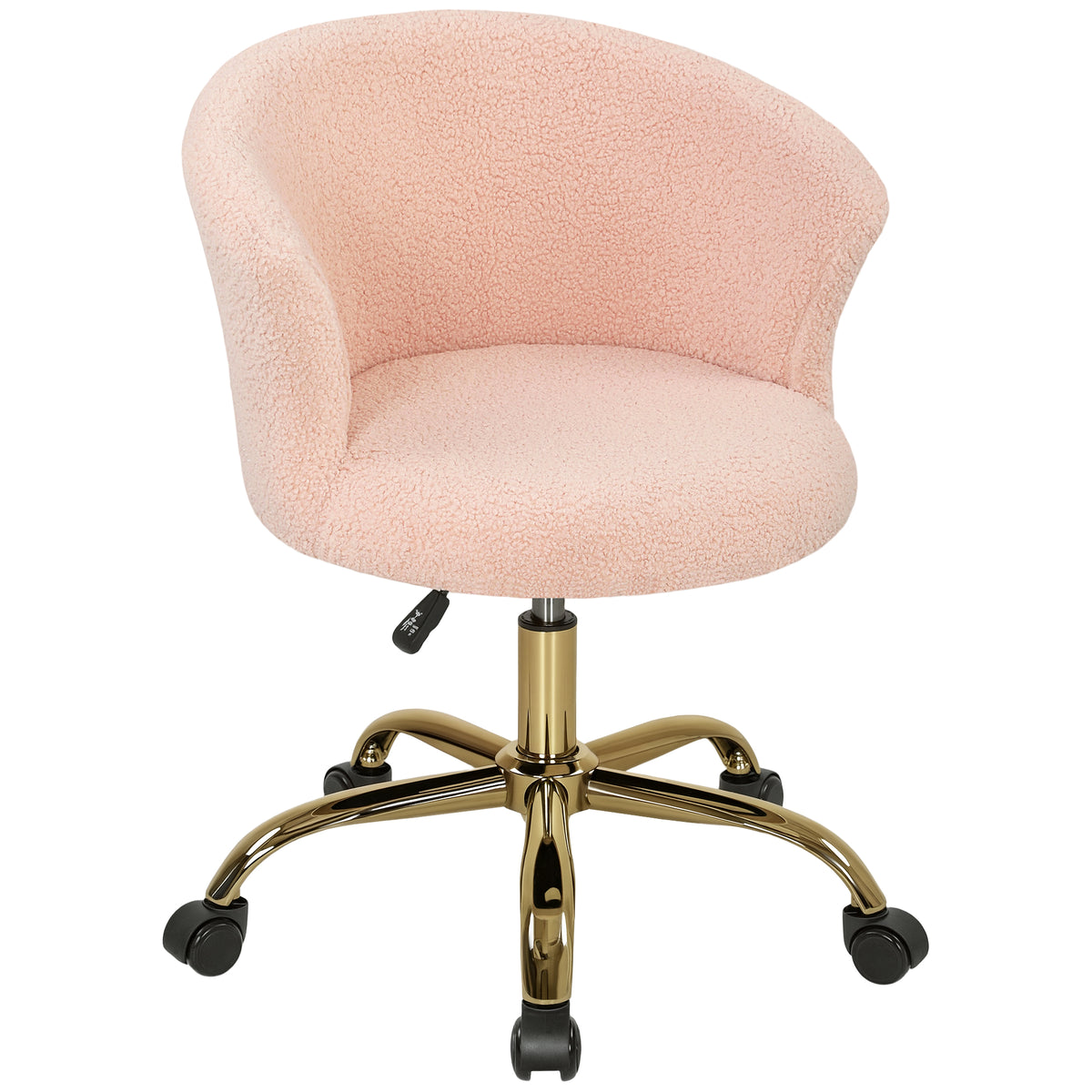 Chaise de bureau, fauteuil de bureau ergonomique réglable en hauteur, siège pivotante, piètement en acier, rose