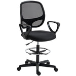 Chaise bureau ergonomique, fauteuil de bureau avec repose-pieds et accoudoirs, hauteur réglable, 59x58x103-123cm, noir