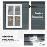 Abri de jardin en plastique, avec plancher, 303 x 123 x 197 cm, effet bois gris