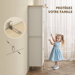 Buffet cuisine, meuble cuisine rangement haut avec LED réglable et détecteur de mouvement, 80 x 40 x 176,5 cm, blanc