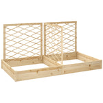 Jardinière avec 3 treillis modulable, bac à fleurs en bois pour balcon terrasse patio, 222x114x109 cm effet bois naturel-0