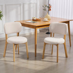Lot de 2 chaises de salle à manger, chaises de cuisine rembourrées, pieds en bois d'hévéa, 46,5 x 52 x 80 cm, crème