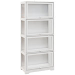 Vitrine pour collection buffet salon meuble de rangement à 4 niveaux avec portes à abattant, 59 x 30 x 139 cm, blanc