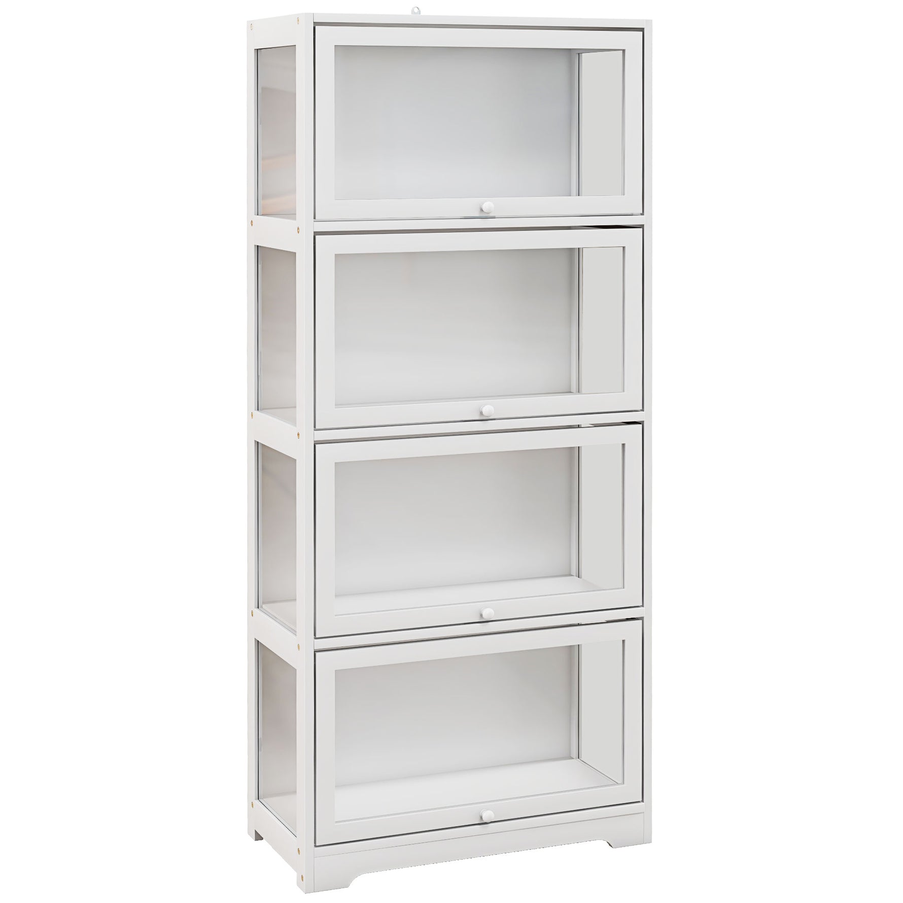 Vitrine pour collection buffet salon meuble de rangement à 4 niveaux avec portes à abattant, 59 x 30 x 139 cm, blanc