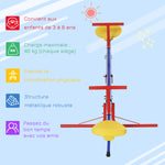 Balançoire à bascule pour enfant 3 à 8 ans trébuchet rotatif 360° pied 4 tiges poignée 184 x 76 x 71 cm, multicolore