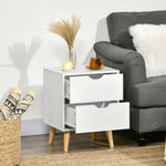 Table de chevet table de nuit avec 2 tiroirs, style scandinave pour chambre à coucher, salon, 40 x 35 x 50,5 cm, blanc