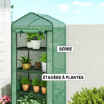 Serre de jardin balcon étagère serre 4 niveaux 69L x 50l x 165H cm acier époxy bâche amovible PE haute densité vert
