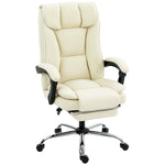 Chaise de bureau ergonomique, fauteuil de bureau inclinable avec repose-pieds, hauteur réglable, pivotante 360°, beige