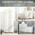 Armoire à chaussures modulable, meuble de rangement avec 6 cubes empilable en plastique, 49 x 36,5 x 108 cm blanc