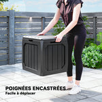 Coffre de rangement exterieur 121L, coffre de jardin avec poignées, conteneur étanche, 56 x 45 x 53 cm, noir
