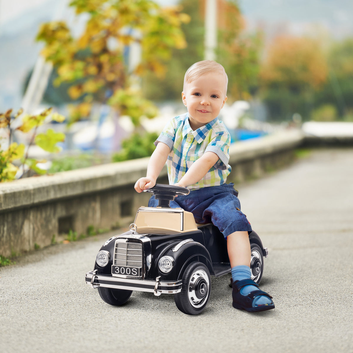 Porteur Enfants Voiture Licence Mercedes-Benz 300S 18-48 mois coffre rangement sous le siège noir