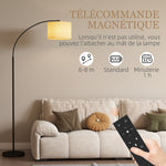 Lampadaire avec télécommande abat-jour réglable 11 température de couleurs et 11 niveaux de luminosité minuterie noir