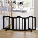 Barrière de sécurité chien barrière modulable pliable pour animaux de compagnie avec pied de support MDF bois massif 154,5 x 61 cm noir